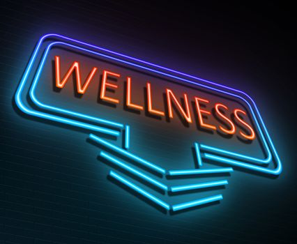 Illustration depicting an illuminated neon sign with a wellness concept.