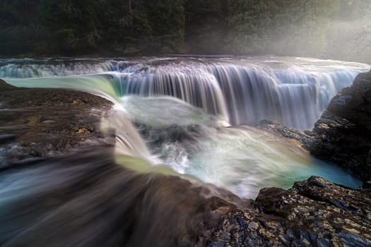 Top of Lower Lewis River Falls in Gifford Pinchot National Forest in Washington State