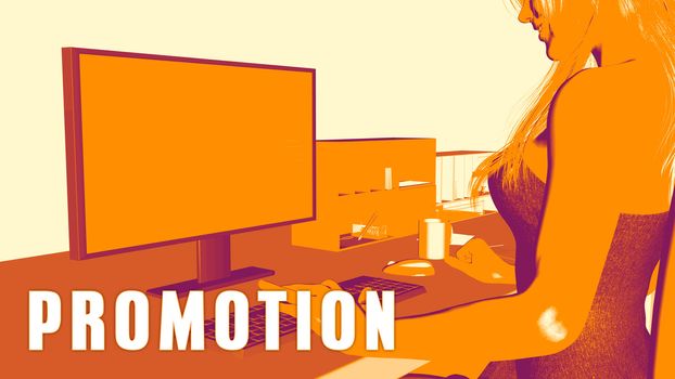  Promotion Concept Course with Woman Looking at Computer