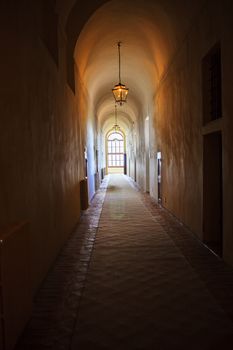 old classic design interior and tunnel of window light perspective