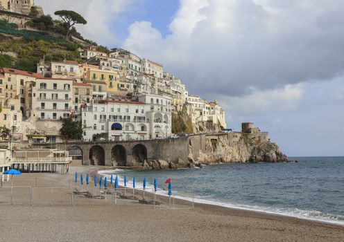 beautiful scenic of amalfi coast south italy important  traveling destination at mediterranean sea