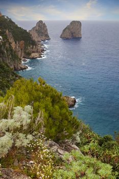 beautiful scenic of capri island south italy mediterranean sea important traveling destination 