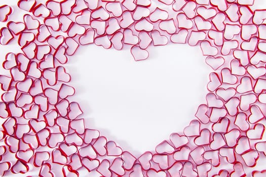 group of heart shape object on white bacground with copyspace for fill text and wording