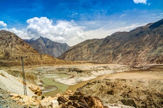 Confluence of Gilgit and Indus rivers, Gilgit-Baltistan, Pakistan