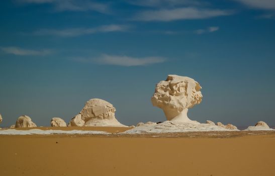 Abstract nature sculptures in White desert, Sahara, Egypt