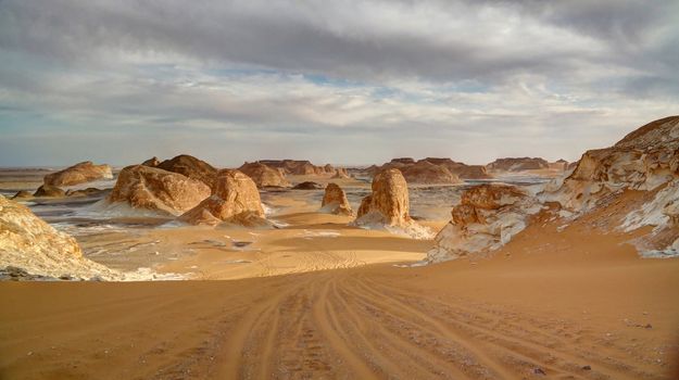 Panorama of El-Agabat valley in White desert, Sahara, Egypt