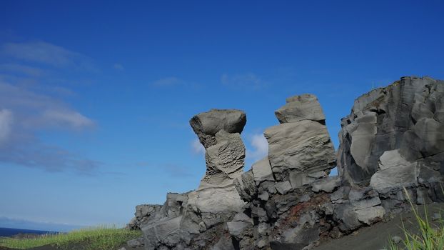 Rock landscape near the bridge between continents , Reykjanes