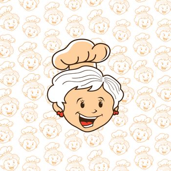 grandma chef cartoon theme vector art illustration