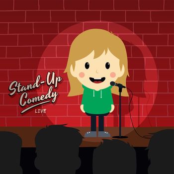 stand up comedy cartoon theme vector illustration