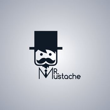 adorable mustache guy theme vector art illustration