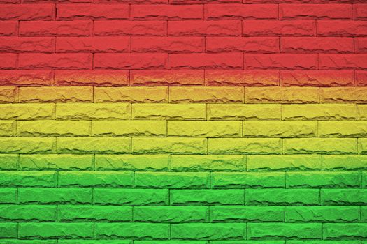 Bolivia brick wall background, National flag