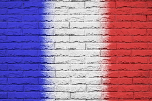 France brick wall background, National flag