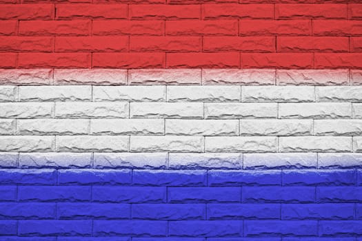 Netherlands brick wall background, National flag