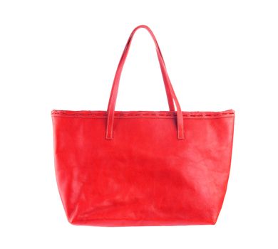  red leather holding female fashion hand bag isolated background