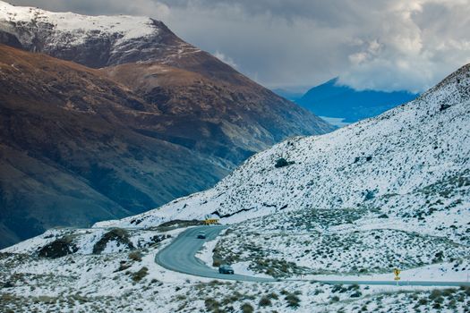 beautiful scenic of queenstown mountain route  south island new zeraland