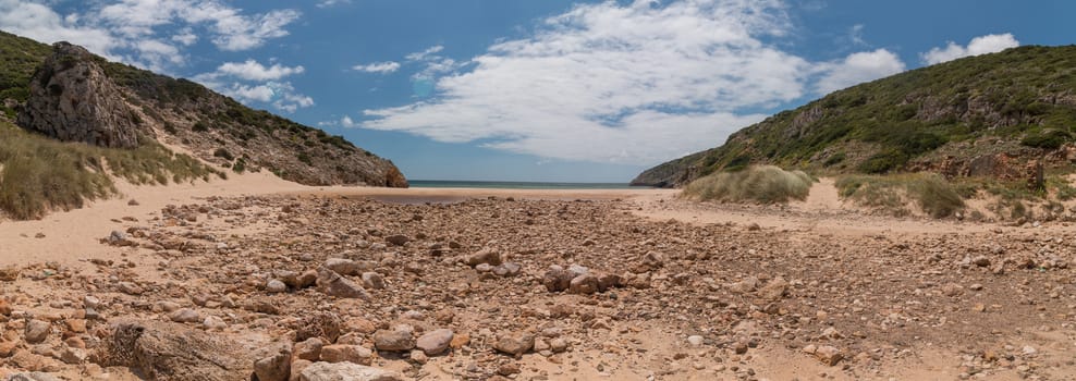 Isolated beach of Furnas located in the beautiful Algarve region, Portugal.