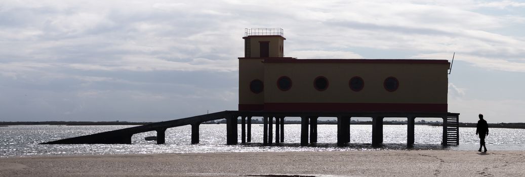 Landmark lifeguard house located in fuseta village, Portugal.