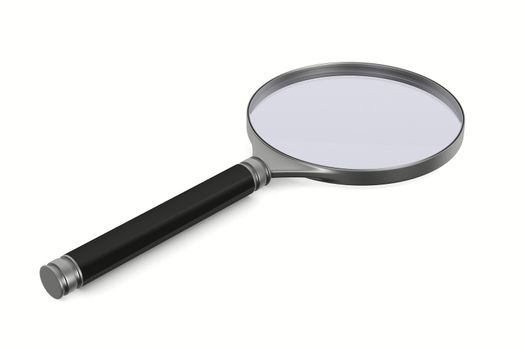 Magnifier on white background. Isolated 3D image