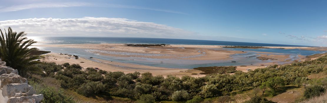 Cacela Velha beautiful landscape of the marshlands and sea.