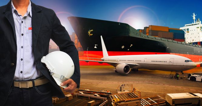 professional working man in air freight ,cargo logistic  and industries transportation business