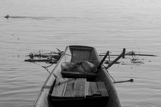 Wooden fishing boats on the Mekong River.