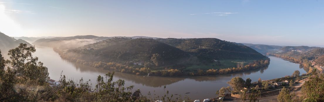 Pomarao river panorama  in the morning on the Algarve region.