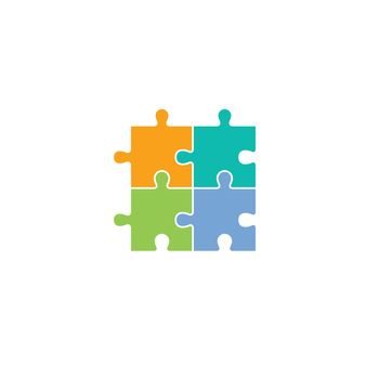 jigsaw puzzle theme logotype vector art illustration