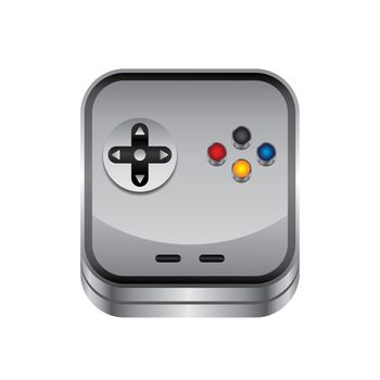 game console button metal theme vector art illustration