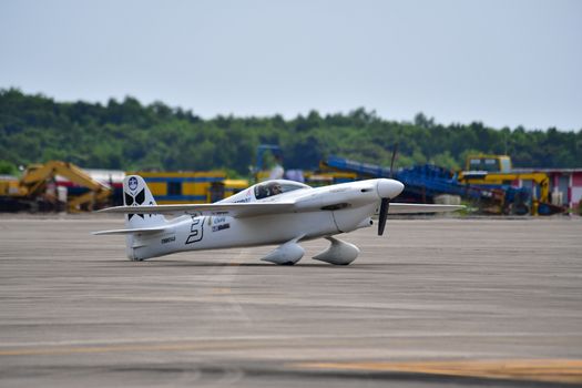 CHONBURI - NOVEMBER 20 : Stanislas Damiron pilot of France with Western Air Racing aircraft in Air Race 1 Thailand at U-Tapao International Airport on November 20, 2016 in Chonburi, Thailand.