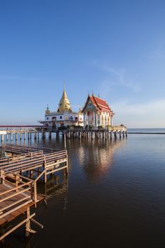 aerial view of wat hongtong temple important landmark and traveling destination in samuthaprakarn province central thailand