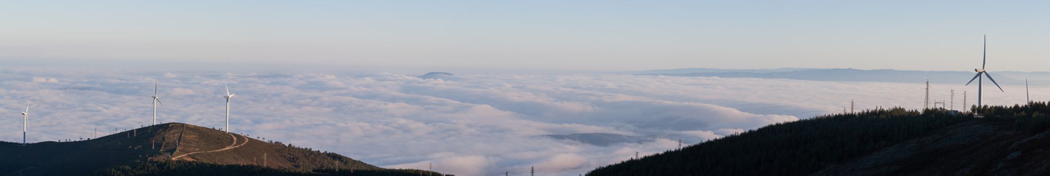 Beautiful overcast over the mountains of Lousa region, Portugal.