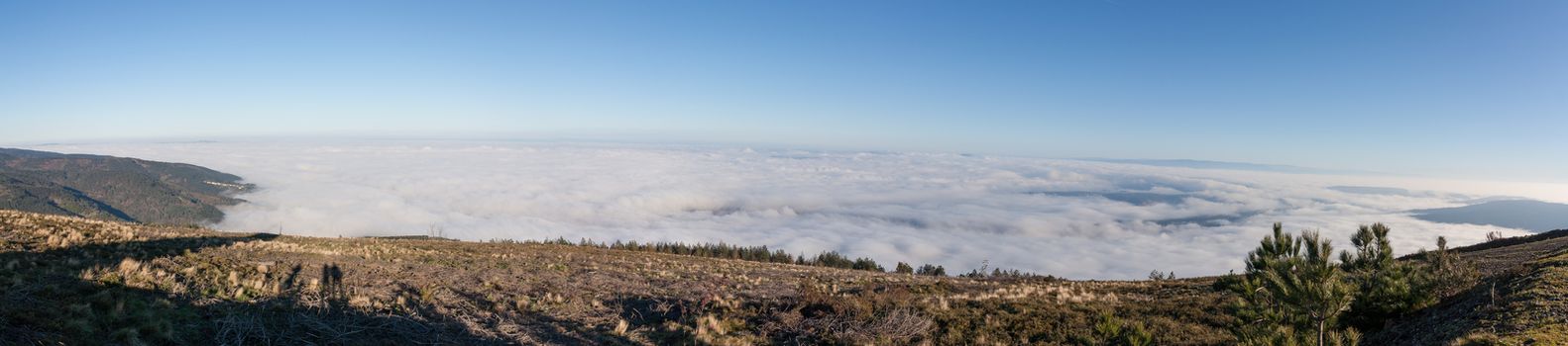 Beautiful overcast over the mountains of Lousa region, Portugal.