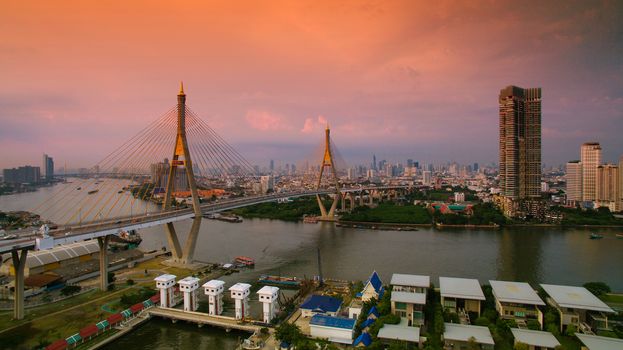 bhumibol bridge bangkok thailand