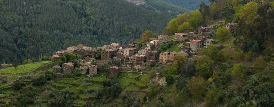 Typical schist homes located in the region of Lousa, Portugal.