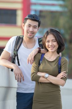 couples asian young backpacker happiness traveling