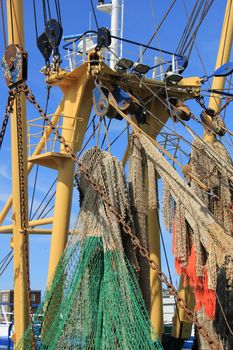 Fishing nets on a mid size trawler