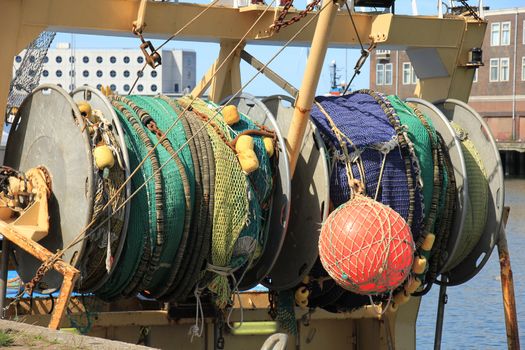 Fishing nets on a mid size trawler