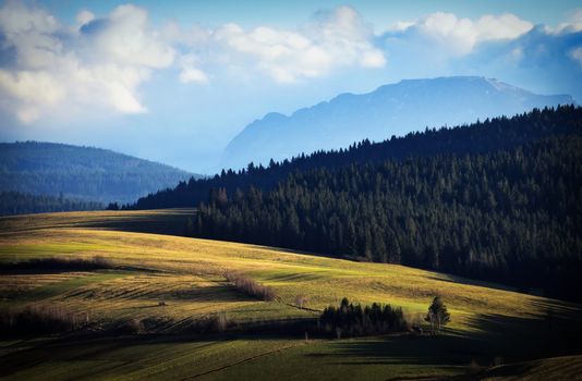 background autumn landscape before nightfall foothill meadows