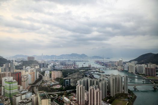 Residential building in Hong Kong. The city is one of the most populated areas in the world.    