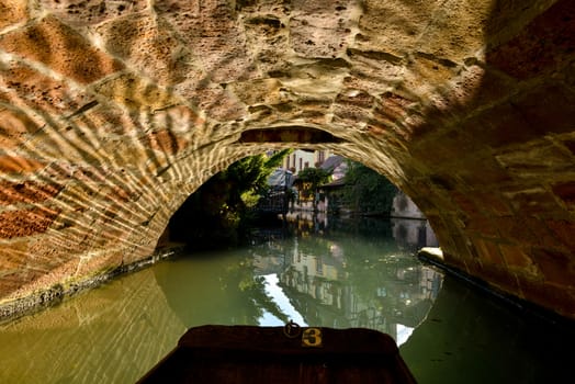 Boat while visit Colmar, Alsace, France or Little Venice.