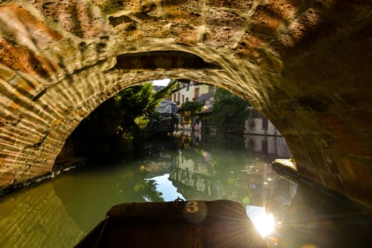 Boat while visit Colmar, Alsace, France or Little Venice.