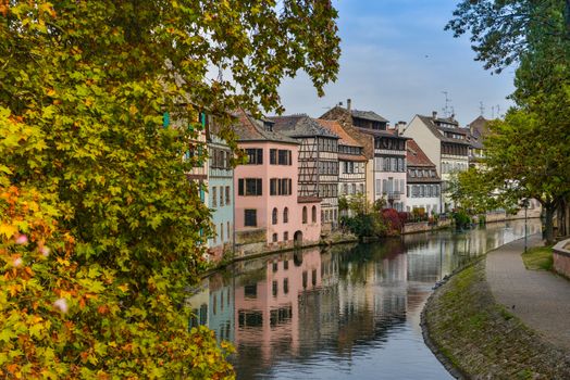 Strasbourg, water canal in Petite France area, Alsace, Bas Rhin