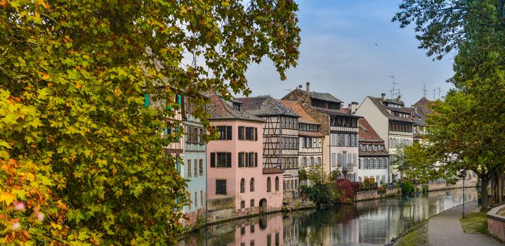 Strasbourg, water canal in Petite France area, Alsace, Bas Rhin