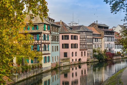 Strasbourg, water canal in Petite France area, Alsace, Bas Rhin