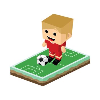 cartoon soccer player isometric theme vector art illustration