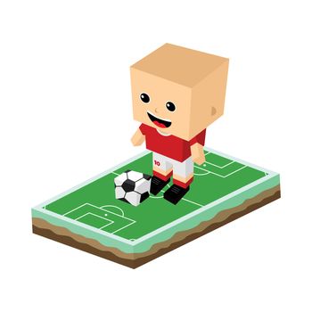 cartoon soccer player isometric theme vector art illustration