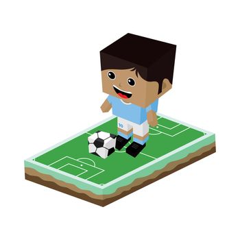 cartoon soccer player isometric theme vector art illustration