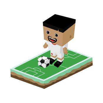 cartoon soccer player isometric theme vector art illustration