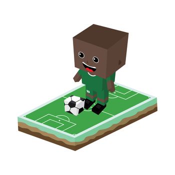 cartoon soccer player isometric theme vector art illustration