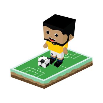 cartoon soccer player isometric theme vector art illustration